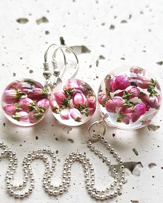zestaw z wrzosu ze srebrnym łańcuszków Grol Jewellery
