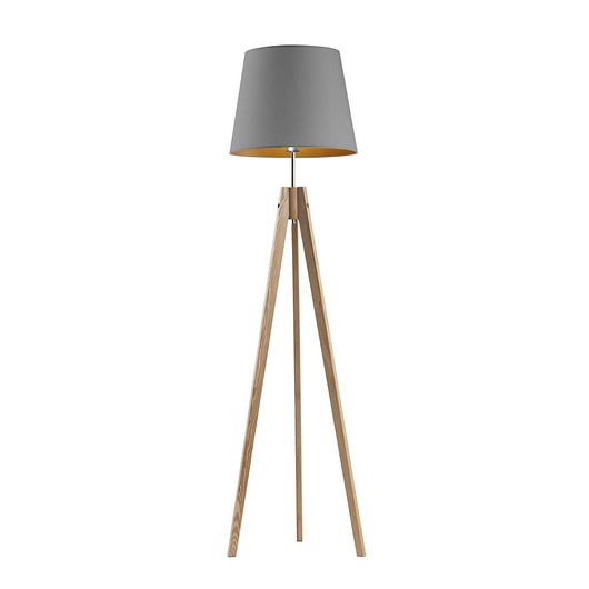 lampy podłogowe Drewniana lampa stojąca na 3 nogach ARUBA GOLD