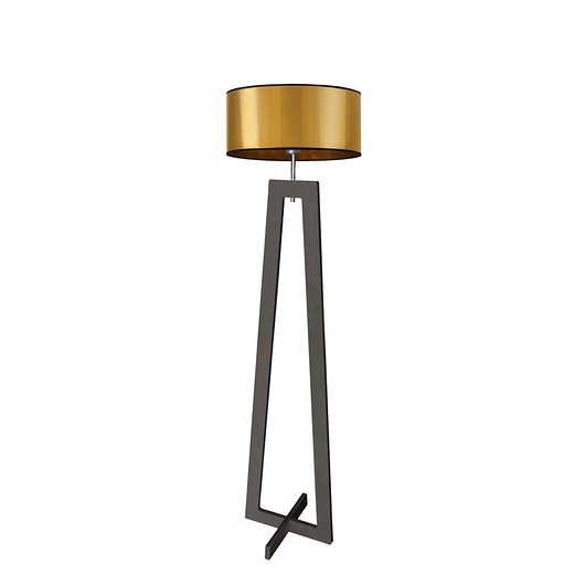 lampy podłogowe Hebanowa lampa podłogowa ze złotym kloszem BALI MIRROR