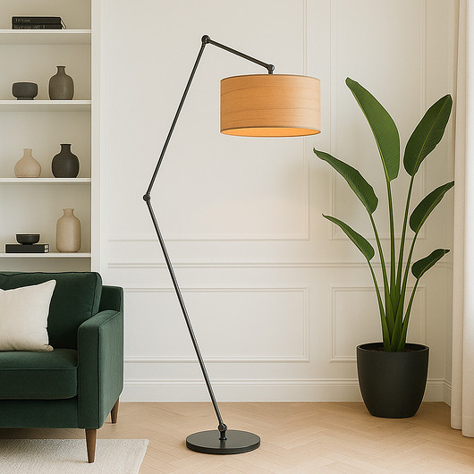 lampy podłogowe Regulowana lampa podłogowa na wysięgniku do salonu BARI ECO z abażurem