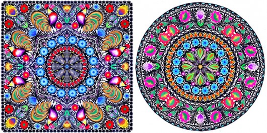 mega MANDALA i łowickie KOGUTY (dla Zuzanny) na ludowo