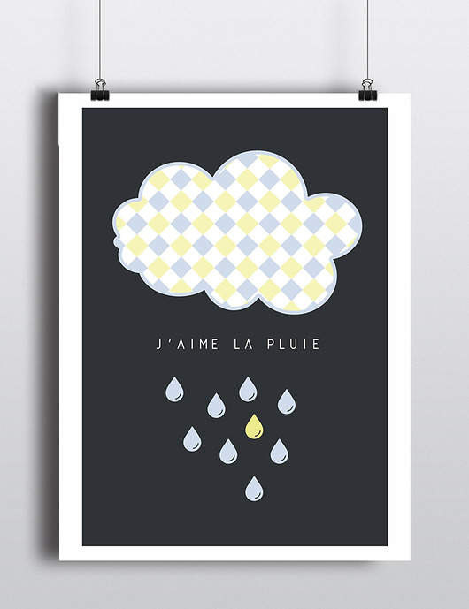 Plakat DESZCZ Cytryna design