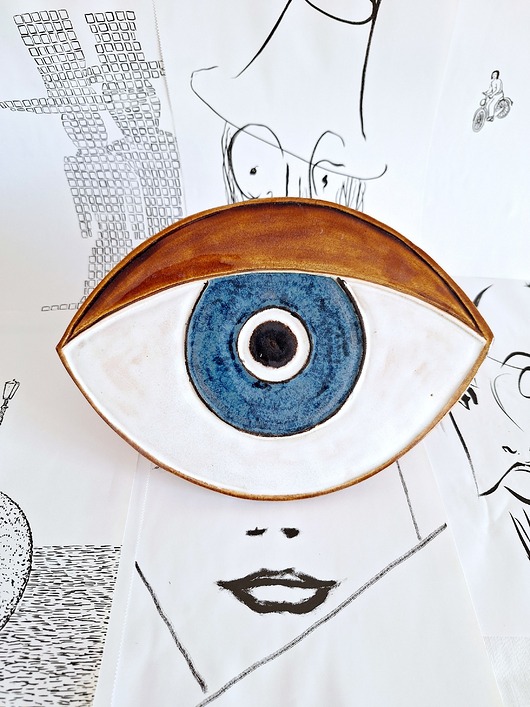 Ozdoby na ścianę Ceramiczna dekoracja ścienna oko