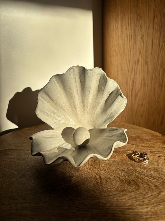 pojemniki na biżuterię Ceramiczna Podstawka na Biżuterię Muszla Skarbiec Milky Romantic