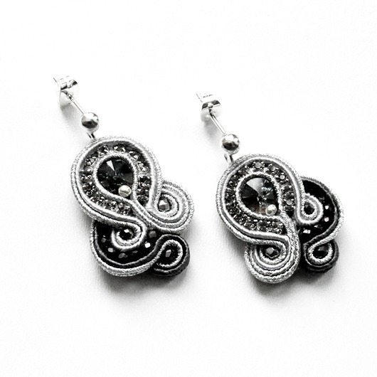 kolczyki soutache Sutaszowe kolczyki GREY MINI