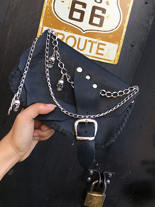 saszetka nerka skórzana torebka na pas, nerka z czaszkami