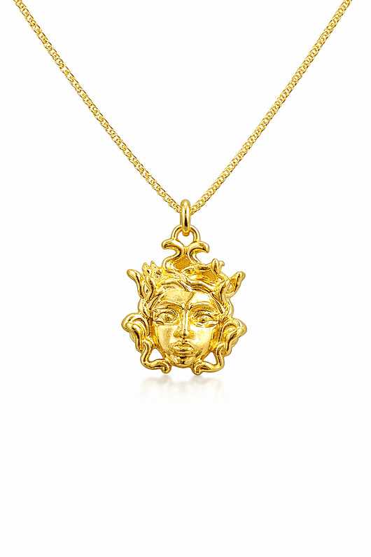 złote naszyjniki MEDUZA / GORGONA-  naszyjnik srebro złocone