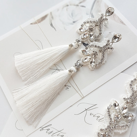 Amelia Tassel Line  Silver - kolczyki ślubne PiLLow Design