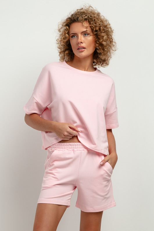 t-shirt damskie Bluza z krótkim rękawem T386, różowa