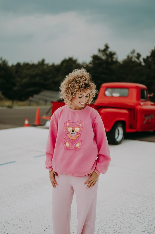 bluza bez kaptura damska Bluza oversize Chloe Teddy dla mamy i taty