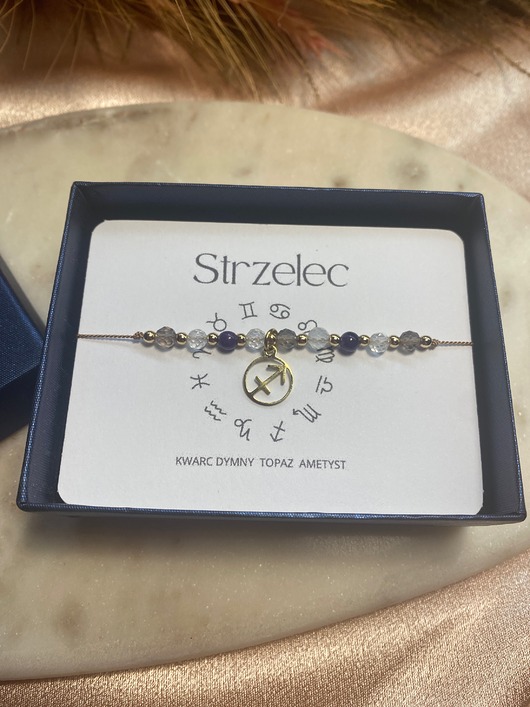 bransoletki na sznurku Bransoletka na jedwabnej nici kamienie naturalne Zodiak Strzelec