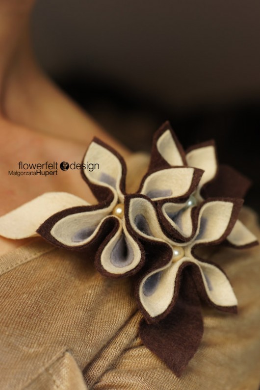 Brown::Ecru::Grey FlowerFelt Design
