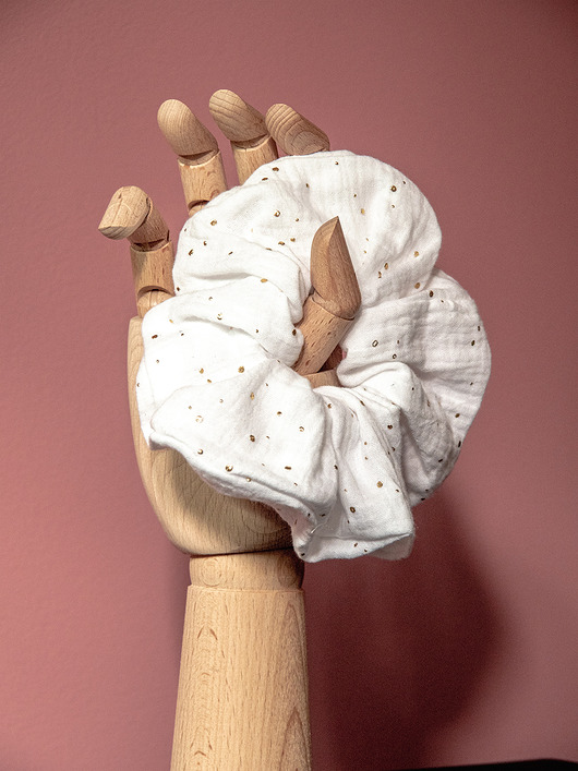 gumki do włosów Scrunchie biała chmurka