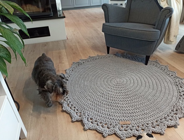 dywany Dywan okrągły ze sznurka z koronką