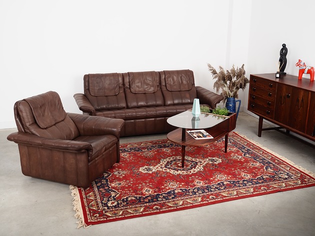 fotele Fotel skórzany brązowy, szwajcarski design, lata 70, produkcja: De Sede
