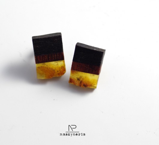 Wood&Amber Kolczyki Dąb Jotoba Maszyneria