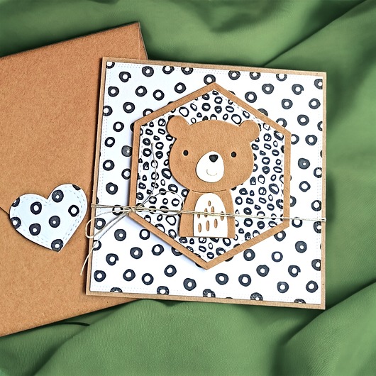 kartki scrapbooking MIŚ kółkowy : kartka handmade na urodziny, roczek