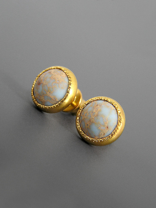 kolczyki pozłacane Kolczyki z jaspisami, srebro pozłacane