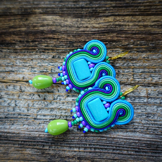 kolczyki soutache Etniczne i kolorowe kolczyki soutache