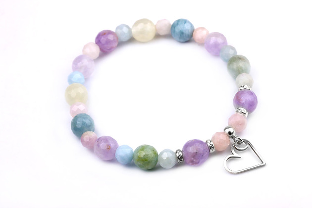 Bransoletka Morganit Serce srebro Brazi Druse Jewelry