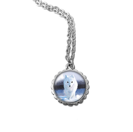 wisiory Medalion, naszyjnik - Biały lis - mały