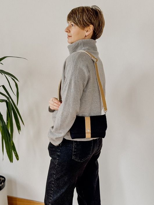 saszetka nerka Marmollada - torebka filcowa nerka CZARNA + b