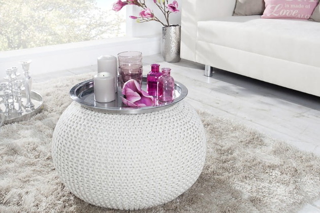 Pufa podnóżek knit dziergana 55 cm Home Design