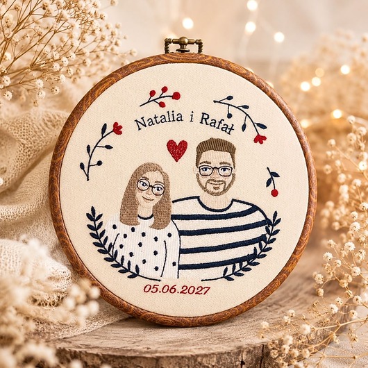 Ślub - inne Personalizowana pamiątka ślubna/zaręczynowa , haft w oprawie vintage