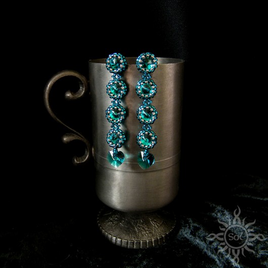 kolczyki swarovski Blue Zircon, kolczyki z kryształami Swarovskiego