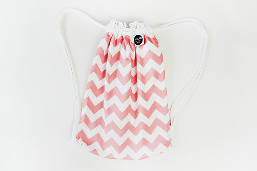 Worek plecak z podszewką Coral Pink Chevron Nukko Design