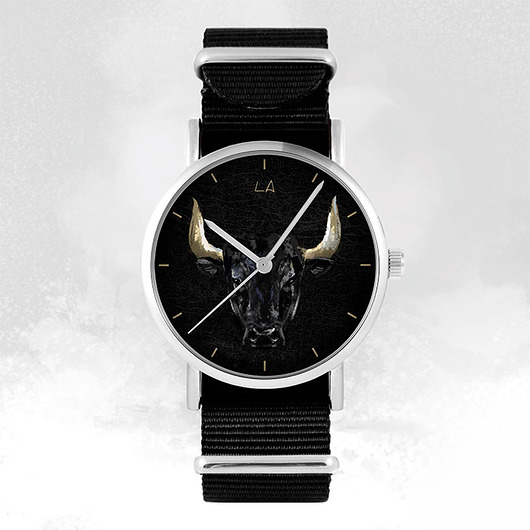 Zegarek - Byk - czarny, nato, unisex yenoo