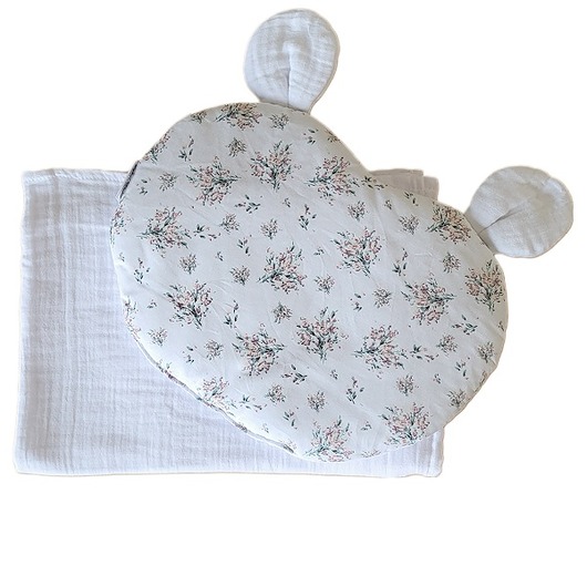 kocyki, kołderki, pościel dla dzieci Zestaw poduszka vintage flowers otulacz muślin biały PZ