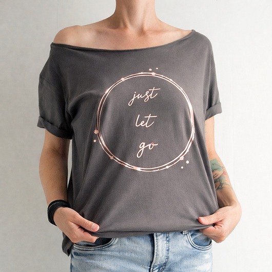 t-shirt damskie Just let go Biały Oversize