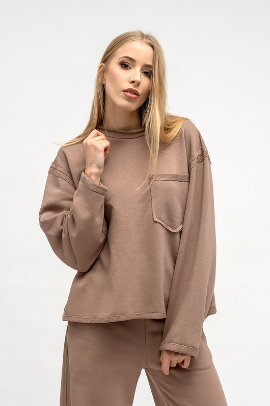 bluza bez kaptura damska BLUZA CROP ,,CINDI '' beżowa