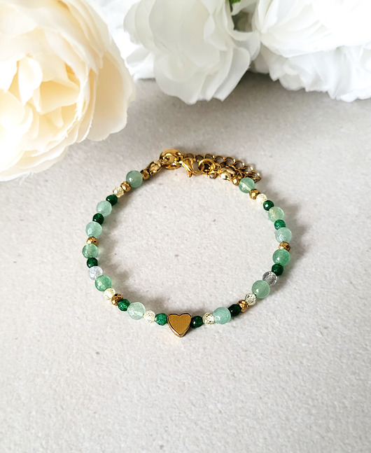 bransoletki z kamieni naturalnych Elegancka bransoletka z Awenturynem i serduszkiem