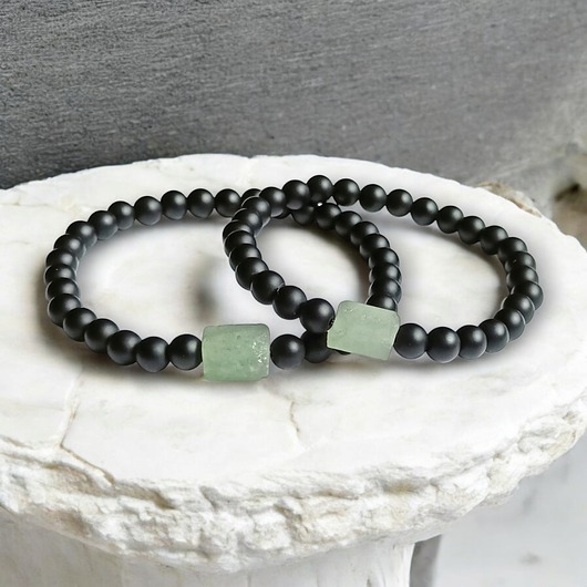 bransoletki z kamieni naturalnych Komplet dla pary : AWENTURYN & ONYKS : na gumce