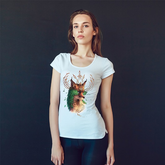 t-shirt damskie Koszulka  z nadrukiem Magiczny lis