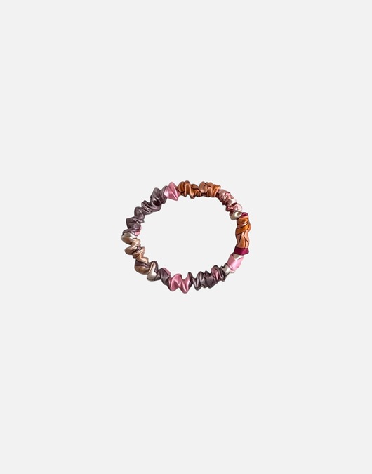 gumki do włosów Jedwabna scrunchie gumka frotka wąska micro kwiaty różowa