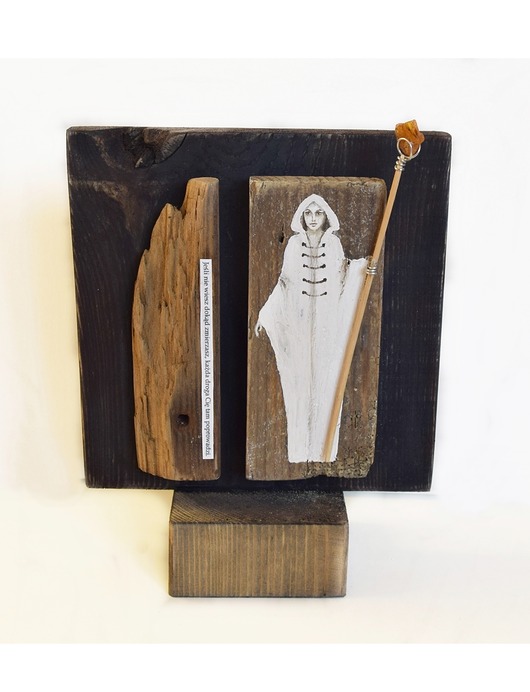 dodatki - różne Dekoracja obraz malowany na starej desce dekoracja z drewna