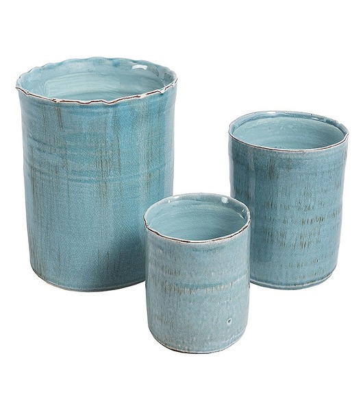 Donica, doniczka, osłonka Azzurro niebieska 12cm Home Design