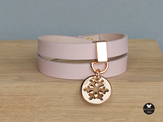 pink snowflakes gold barboleta