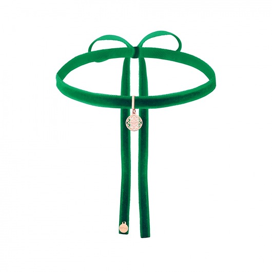 Zielony choker z rozetą z różowego złota SOTHO