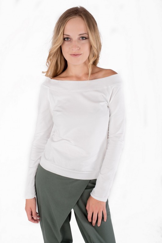 Bluza Z Głęgokim Dekoltem Na Plecach Biel MADNEZZ