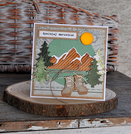 kartki scrapbooking Kartka z górami