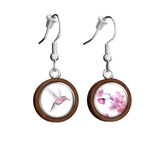 kolczyki drewniane Kolczyki drewniane -Koliber - wiszące