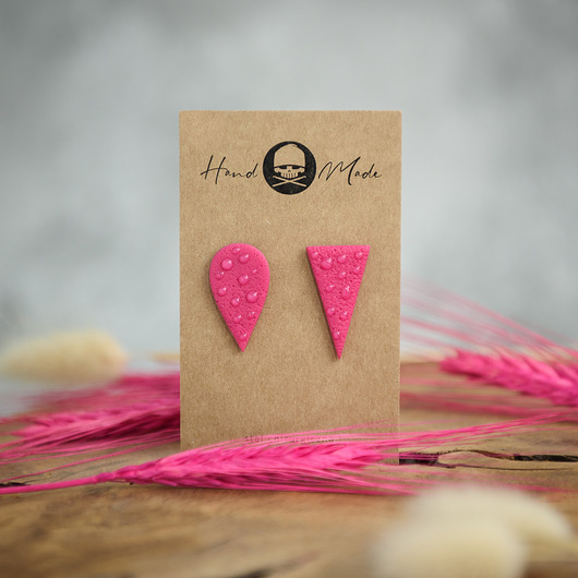 kolczyki z masy plastycznej Kolczyki Nie Do Pary - różowe