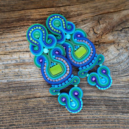 kolczyki soutache Orientalne kolczyki sutasz