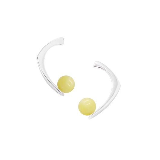 kolczyki srebrne Amber as a Pearl / silver earrings with Amber