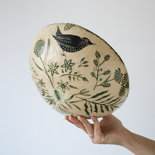 miski i misy Misa z motywem roślinnym sqraffito