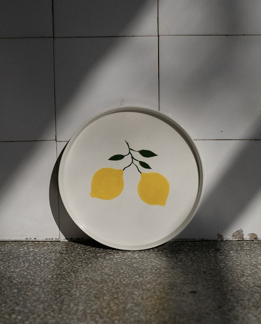 patery i talerze Talerz porcelanowy z cytrynami LA LUZ / 21 cm